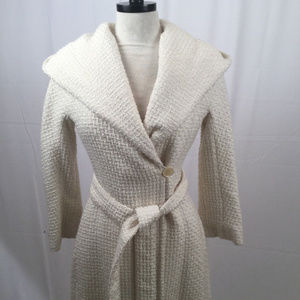 BCBG Max Azria Wool Basket Weave Belted Wrap Coat